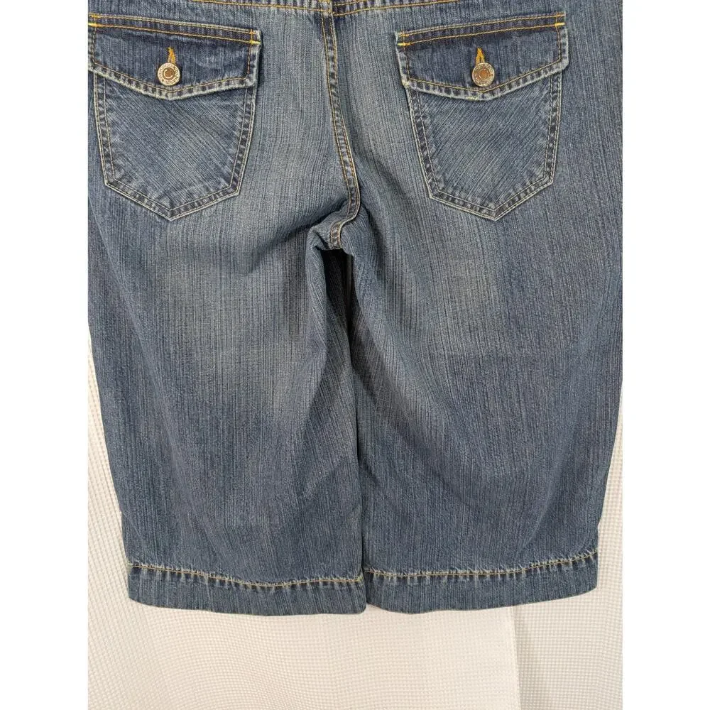BANANA REPUBLIC! BLUE DENIM LONG LENGTH CLASSIC CLAM DIGGER JEAN SHORTS! SZ 10